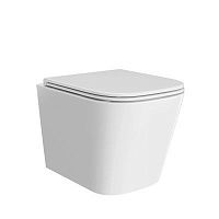 Унитаз CUBO подвесной, безободковый с крепежом и сиденьем Soft Close, белый глянцевый CU.wc.02